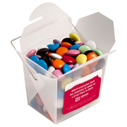  Frosted PP Noodle Box Filled with Choc Beans (Smartie Look Alike) 100G 