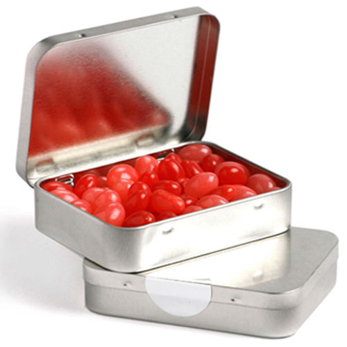 Rectangle Hinge Tin Fillled With Jelly Beans 65G (Sticker)