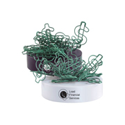 Green Dollar Sign Shaped Paperclips On Paperweight Magnetic Base