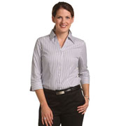 Women's Sateen Stripe 3/4 Sleeve Shirt