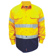 2 Tone Cotton Drill Shirt, Long Sleeve with 3M Tape (Arm)