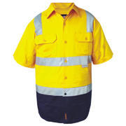 2 Tone Cotton Drill Shirt, Short Sleeve with 3M Tape