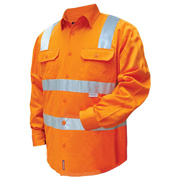 Solid Hi Vis Cotton Drill Shirt, Long Sleeve with 3M Tape
