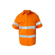 Solid Hi Vis Cotton Drill Shirt, Short Sleeve with 3M Tape (Arm)