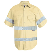 Solid Colour Cotton Drill Shirt, Short Sleeve with 3M Tape (Arm)