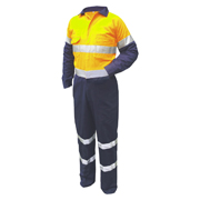 311 gsm Coverall, Navy Collar, Half Navy Sleeve, Metal Studs with 3M Tape