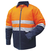 Cotton Drill Jacket, Quilt Padded, Plastic Zipper, 2 Tone with 3M Tape