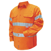 Solid Hi Vis Drill Shirt, Lightweight, Mesh Vents, Long Sleeve with 3M Tape (Arm)