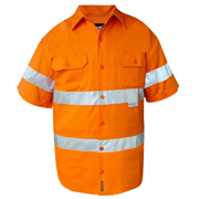 Solid Hi Vis Drill Shirt, Lightweight, Mesh Vents, Short Sleeve with 3M Tape (Arm)
